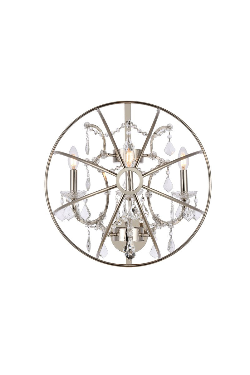 Elegant Geneva 1130W21PN/RC Wall Sconce Light - Polished Nickel