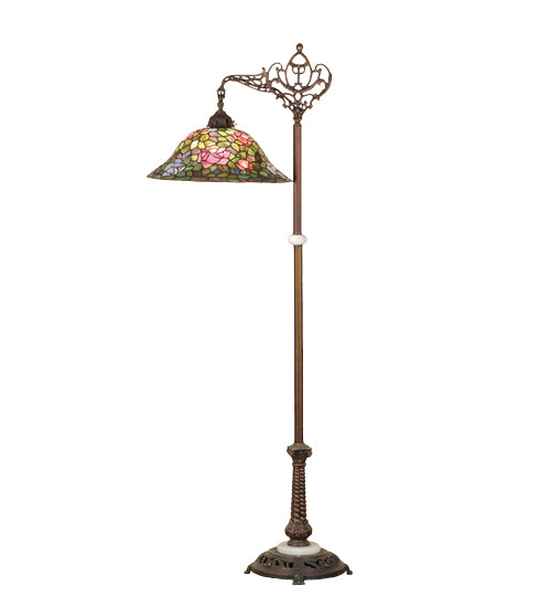 Meyda Tiffany Lighting 65831 Tiffany Rosebush One Light Bridge Arm Floor Lamp Lamp Bronze / Dark