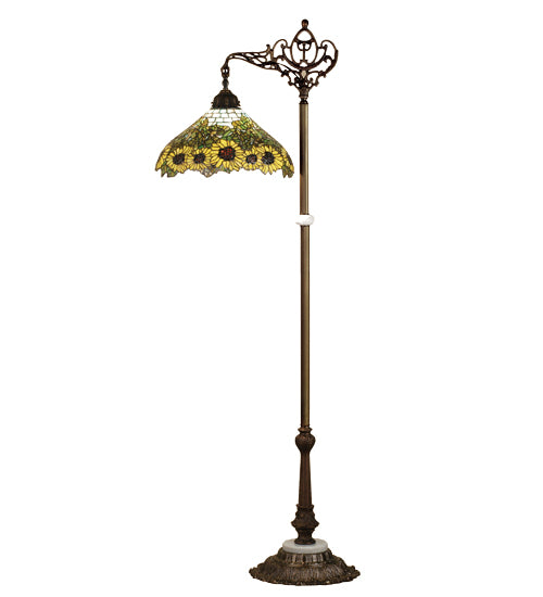 Meyda Tiffany Lighting 65834 Wild Sunflower One Light Bridge Arm Floor Lamp Lamp Bronze / Dark