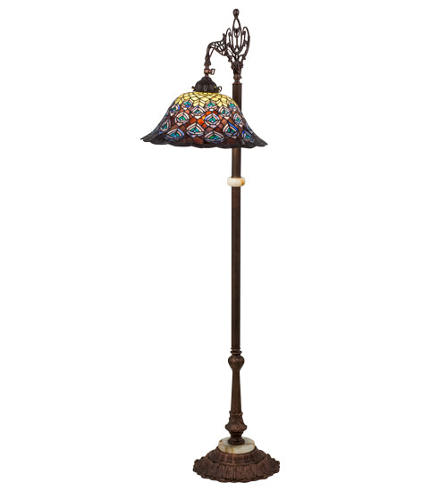 Meyda Tiffany Lighting 65840 Tiffany Peacock Feather One Light Bridge Arm Floor Lamp Lamp Bronze / Dark