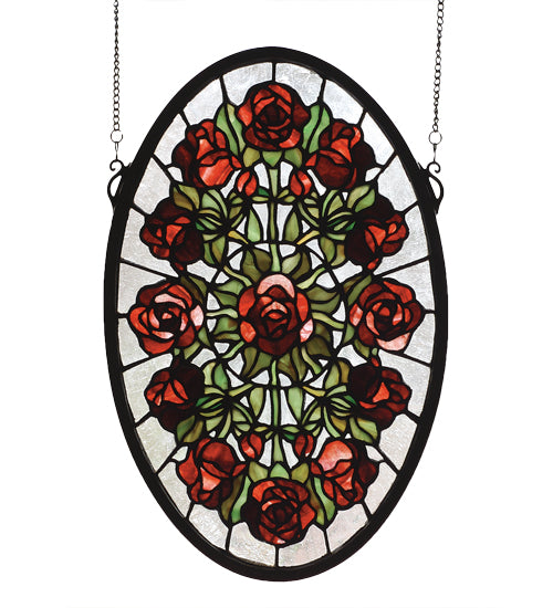 Meyda Tiffany Lighting 66005 Oval Rose Garden Window Mirror Bronze / Dark