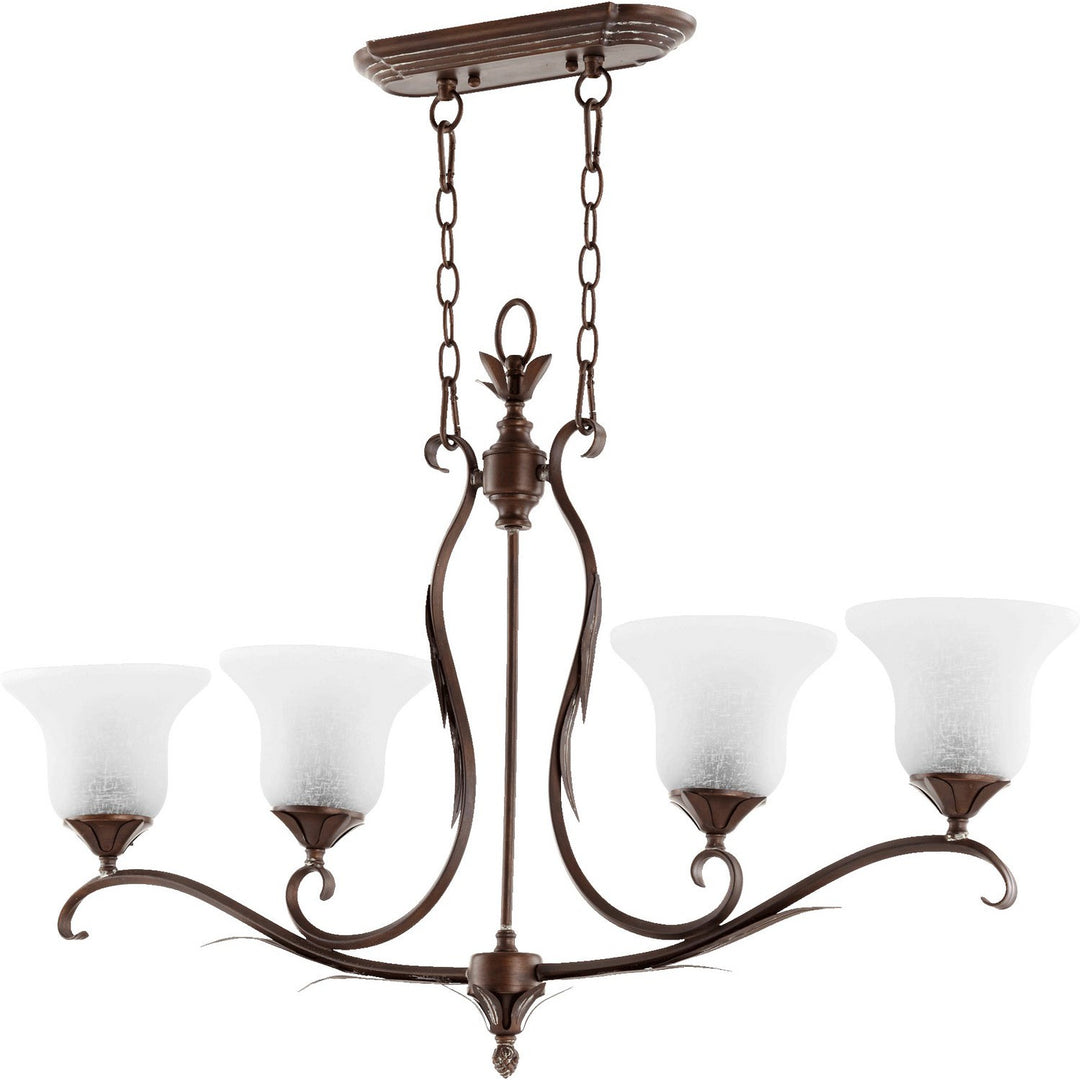 Quorum Flora 6572-4-39 Pendant Light - Vintage Copper w/ White Linen