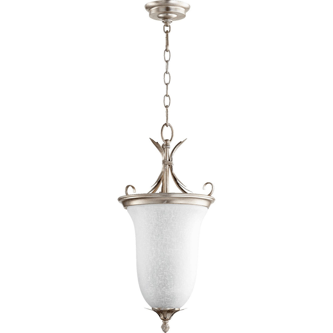 Quorum Flora 6872-2-60 Pendant Light - Aged Silver Leaf w/ White Linen