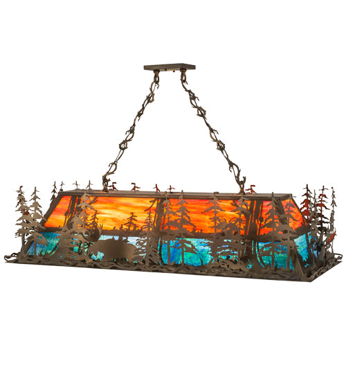 Meyda Tiffany Moose Through The Trees 66123 Pendant Light - Rust