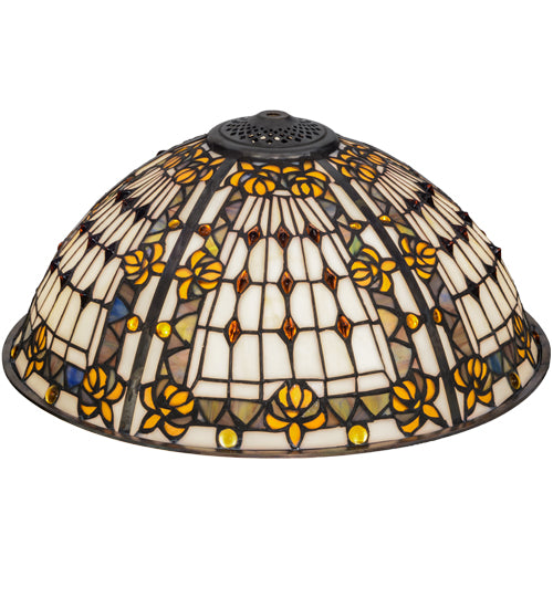 Meyda Tiffany Lighting 66377 Fleur-De-Lis Shade Lamp Shade Multicolored