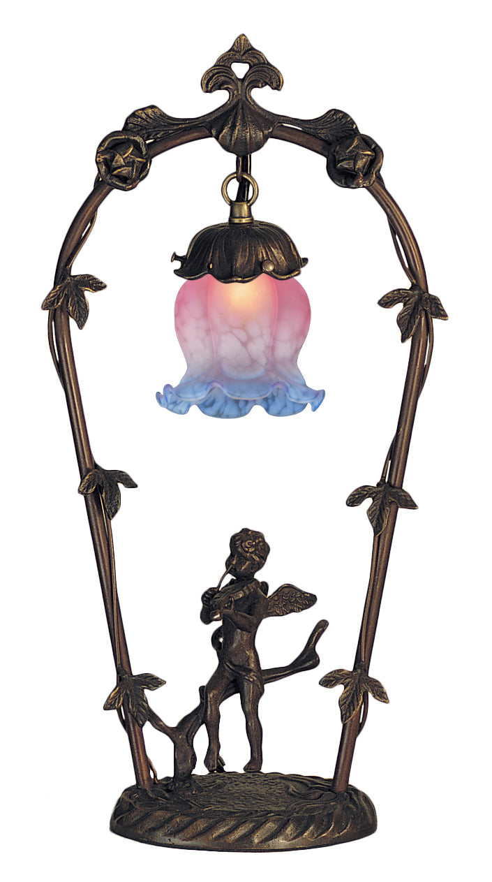 Meyda Tiffany Lighting 12655 Pink/Blue Cherub One Light Accent Lamp Lamp Bronze / Dark