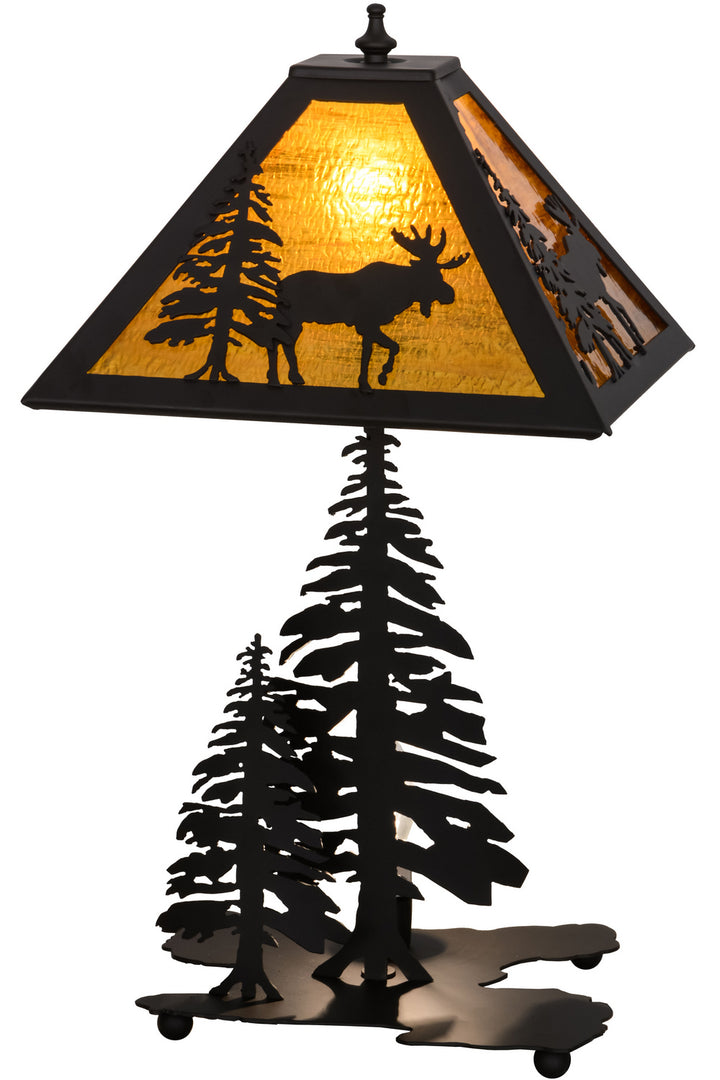 Meyda Tiffany Lighting 151431 Lone Moose Two Light Table Lamp Lamp Bronze / Dark
