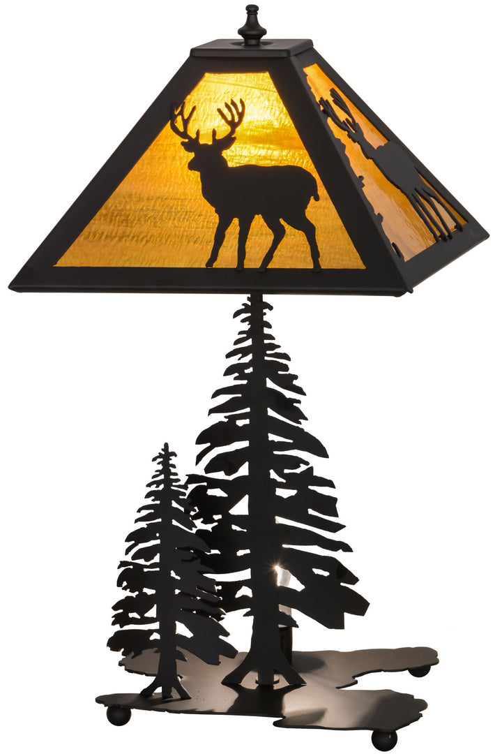 Meyda Tiffany Lighting 151433 Placid Deer Two Light Table Lamp Lamp Bronze / Dark