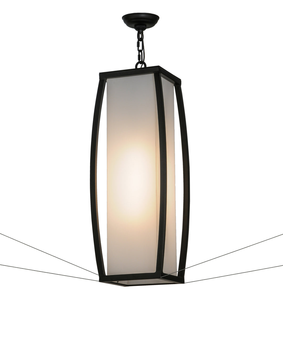 Meyda Tiffany Quadrato 151590 Pendant Light - Solar Black/White Acrylic W/ Anti Sway Cables
