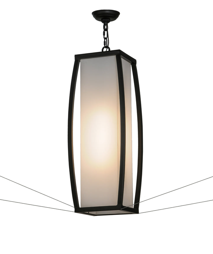 Meyda Tiffany Quadrato 151590 Pendant Light - Solar Black/White Acrylic W/ Anti Sway Cables