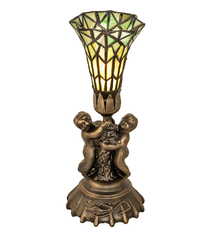 Meyda Tiffany Lighting 151922 Stained Glass Pond Lily One Light Mini Lamp Lamp Bronze / Dark