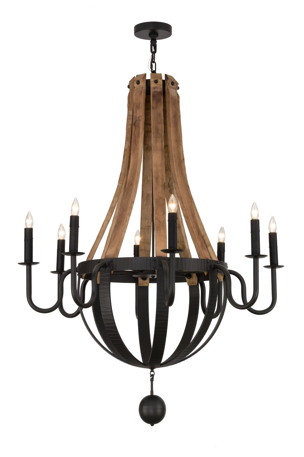 Meyda Tiffany Barrel Stave 152768 Chandelier Light - Natural Wood,Wrought Iron