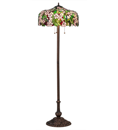 Meyda Tiffany Lighting 66466 Tiffany Cherry Blossom Three Light Floor Lamp Lamp Bronze / Dark