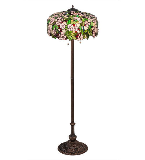 Meyda Tiffany Lighting 66466 Tiffany Cherry Blossom Three Light Floor Lamp Lamp Bronze / Dark