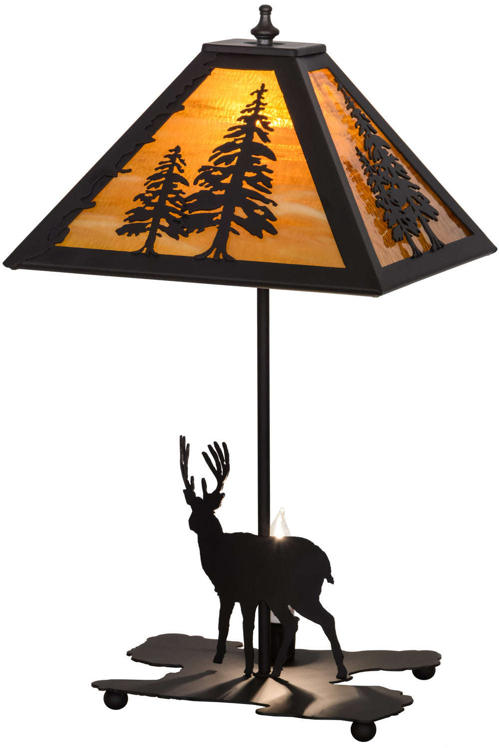 Meyda Tiffany Lighting 153127 Lone Deer Two Light Table Lamp Lamp Bronze / Dark