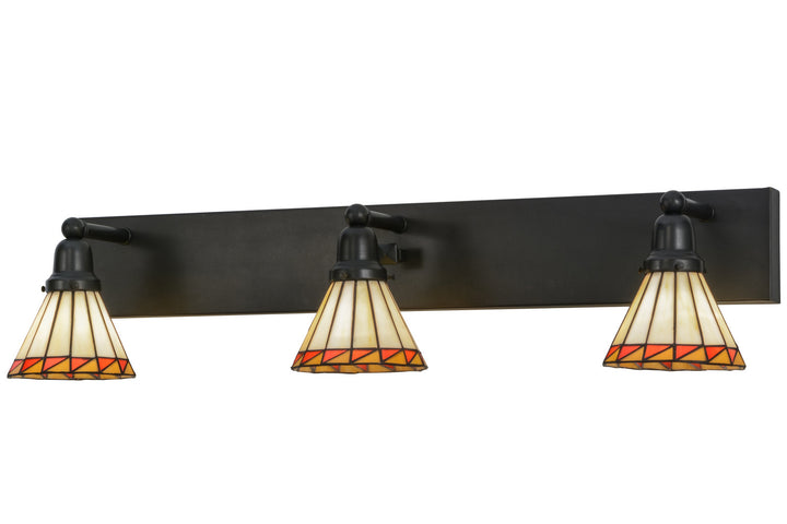Meyda Tiffany Prairie Mission 153468 Bath Vanity Light 36 in. wide - Craftsman Brown