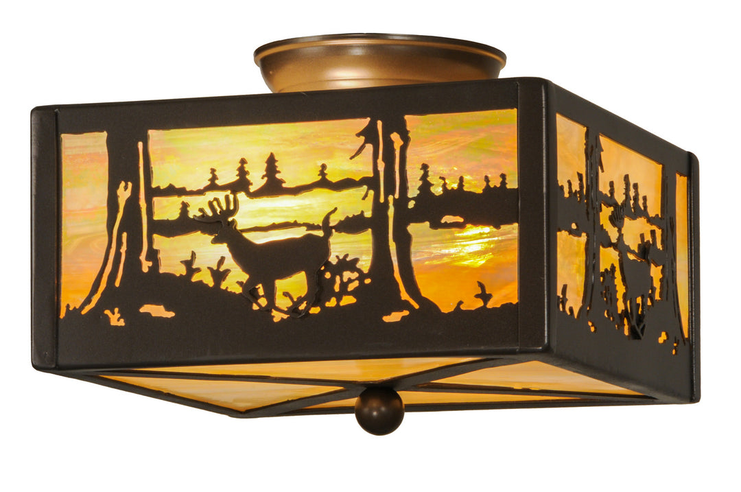 Meyda Tiffany Deer At Lake 15352 Ceiling Light - Timeless Bronze