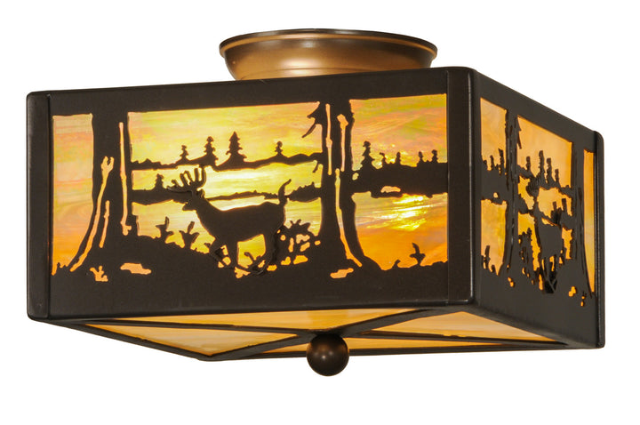 Meyda Tiffany Deer At Lake 15352 Ceiling Light - Timeless Bronze