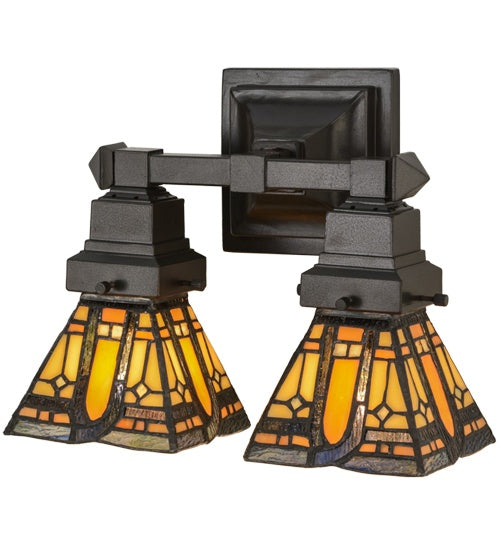 Meyda Tiffany Sierra Prairie Mission 153633 Bath Vanity Light 12 in. wide - Mahogany Bronze