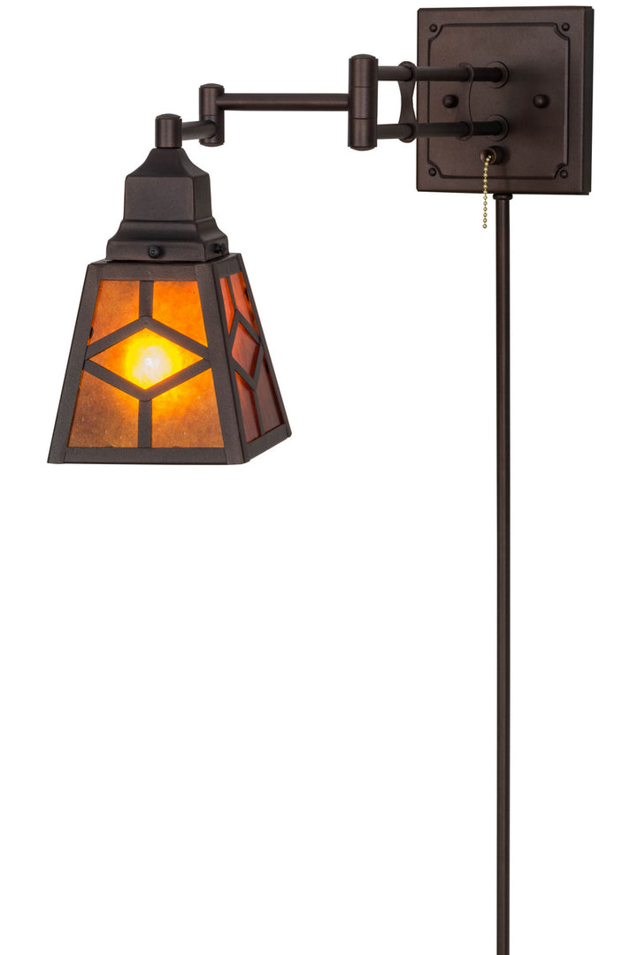 Meyda Tiffany Lighting 153785 Diamond Craftsman One Light Swing Arm Wall Sconce Lamp Bronze / Dark