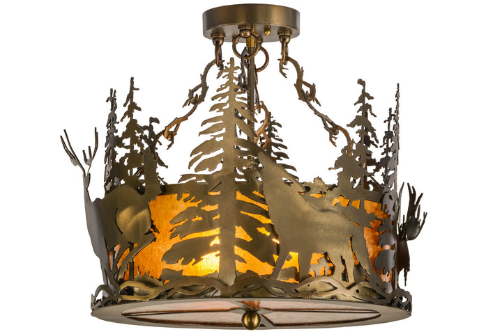 Meyda Tiffany Wildlife At Dusk 153985 Ceiling Light - Antique Copper/Amber Mica