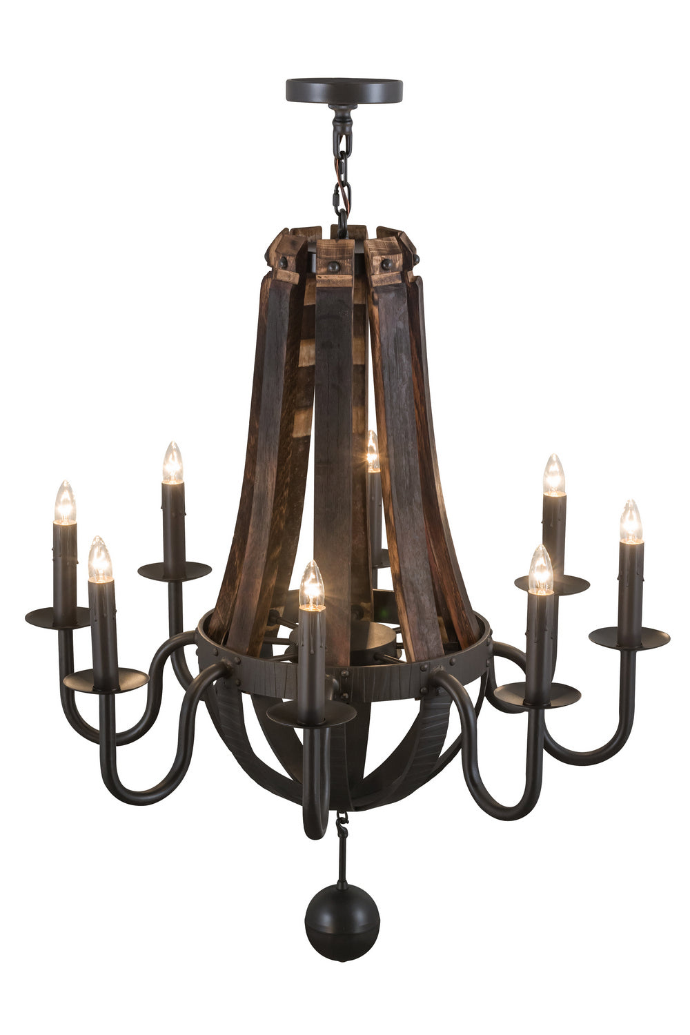 Meyda Tiffany Barrel Stave 154052 Chandelier Light - Natural Wood,Timeless Bronze