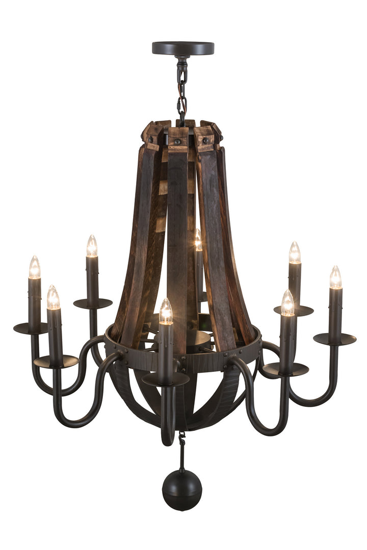 Meyda Tiffany Barrel Stave 154052 Chandelier Light - Natural Wood,Timeless Bronze