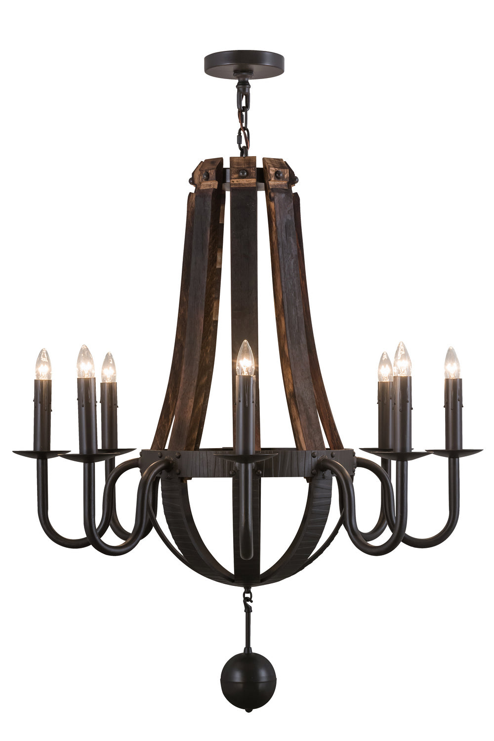 Meyda Tiffany Barrel Stave 154052 Chandelier Light - Natural Wood,Timeless Bronze