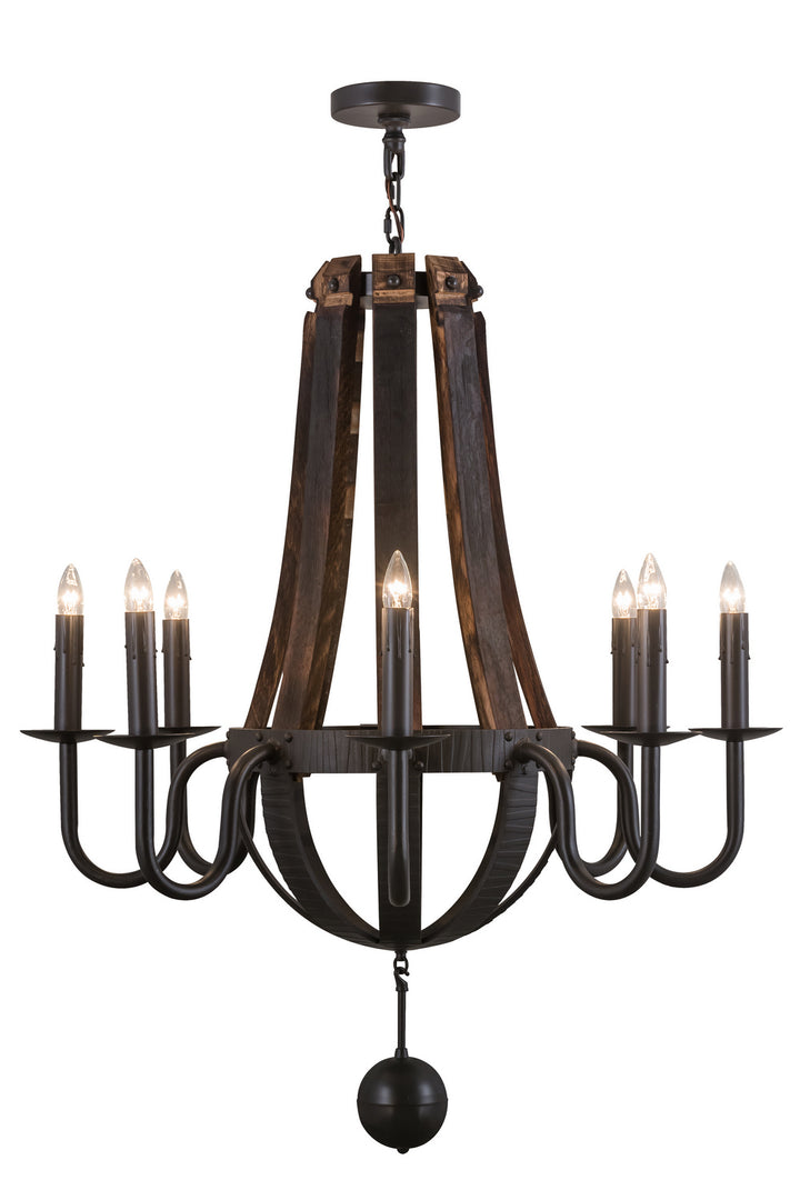 Meyda Tiffany Barrel Stave 154052 Chandelier Light - Natural Wood,Timeless Bronze