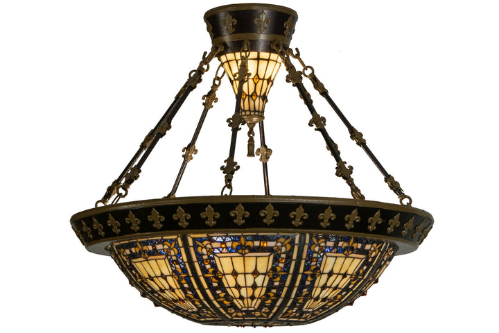 Meyda Tiffany Fleur-De-Lis 154254 Ceiling Light - Antique Copper,Nickel