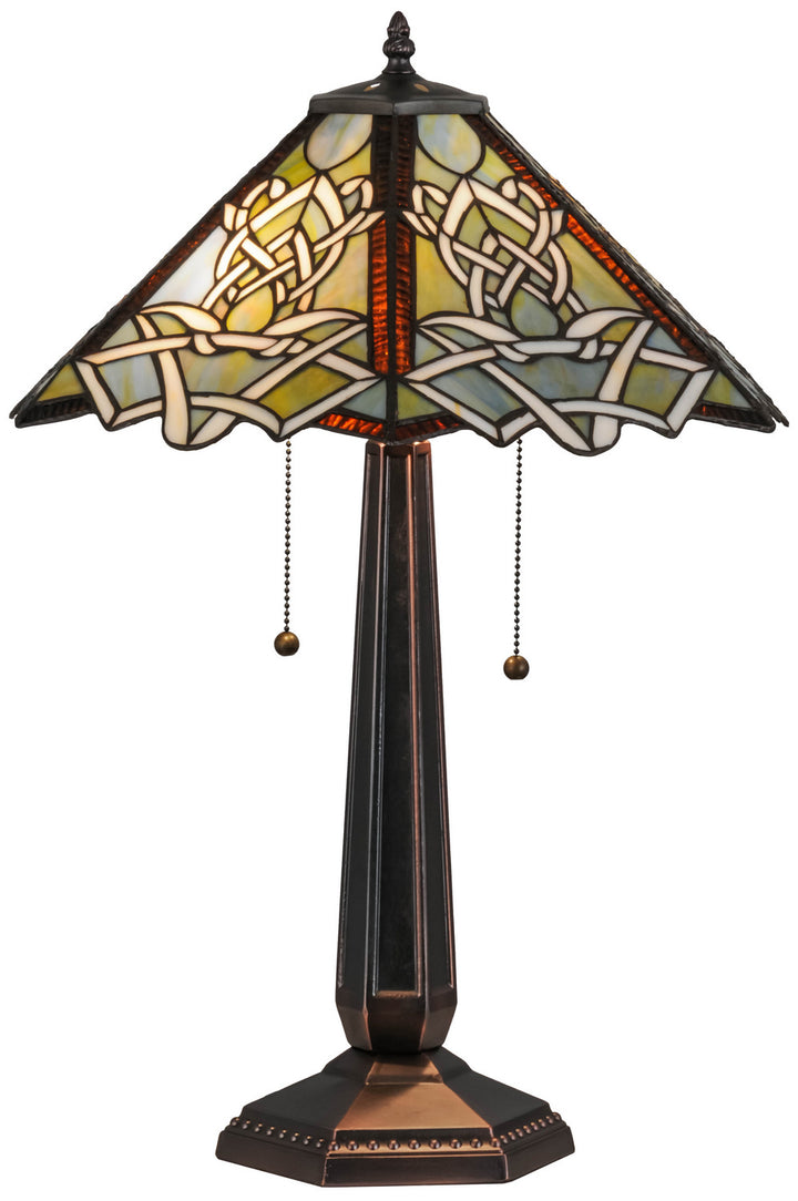 Meyda Tiffany Lighting 154481 Glasgow Bungalow Two Light Table Lamp Lamp Bronze / Dark