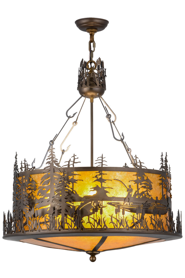 Meyda Tiffany Bass And Fisherman 154676 Pendant Light - Antique Copper