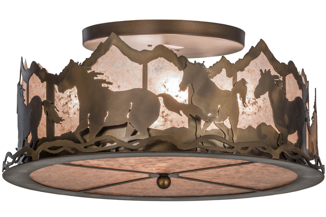 Meyda Tiffany Running Horses 154711 Ceiling Light - Antique Copper