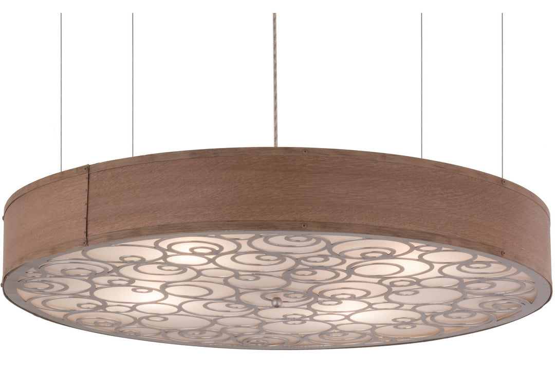 Meyda Tiffany Cilindro 155397 Chandelier Light - Nickel,Natural Wood