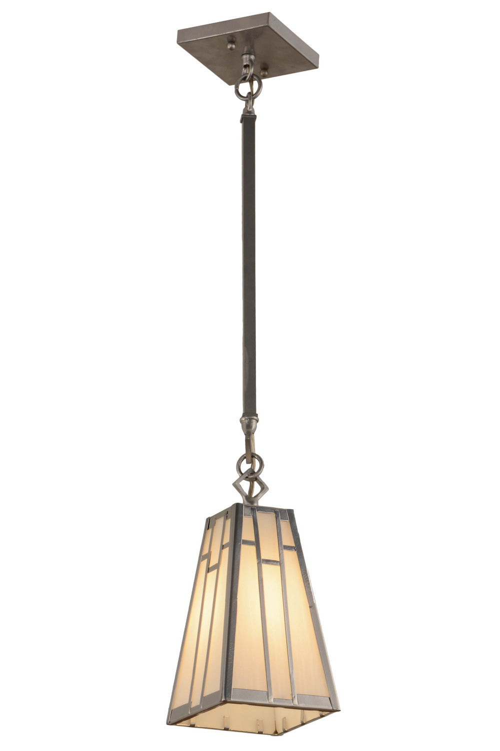 Meyda Tiffany Lighting 156334 Double Bar Mission One Light Pendant Outdoor Pewter, Nickel, Silver