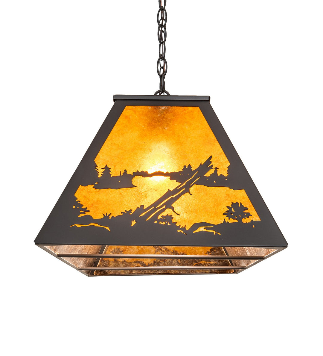 Meyda Tiffany Buffalo At Lake 156358 Pendant Light - Wrought Iron