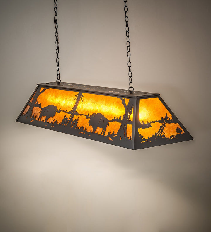 Meyda Tiffany Buffalo At Lake 156358 Pendant Light - Wrought Iron