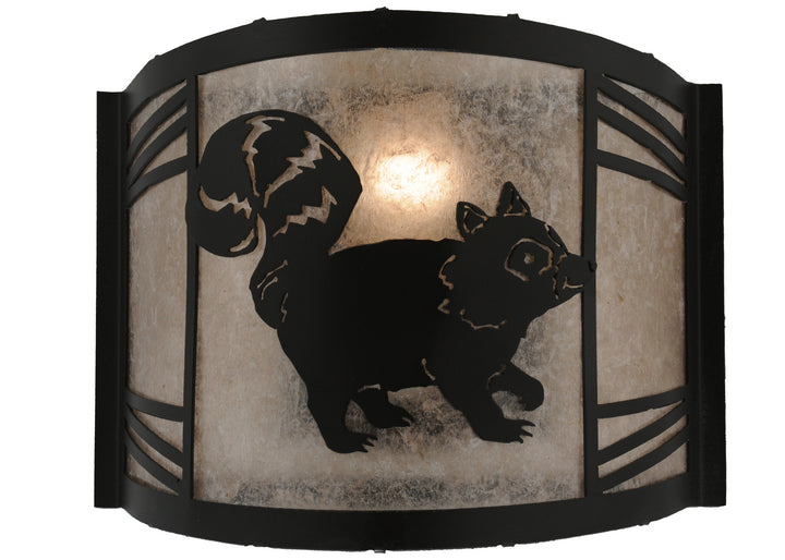 Meyda Tiffany Raccoon On The Loose 157301 Wall Light - Textured Black/Silver Mica