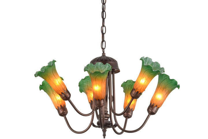 Meyda Tiffany Amber/Green 160614 Chandelier Light - Mahogany Bronze