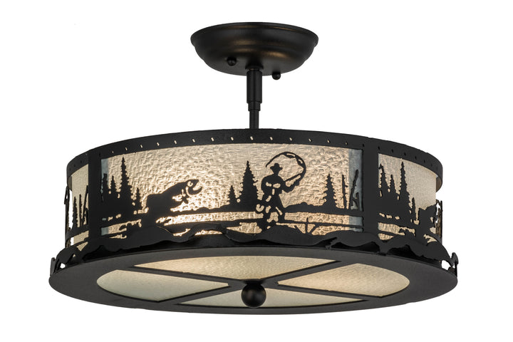 Meyda Tiffany Fly Fishing Creek 161317 Ceiling Light - Mahogany Bronze