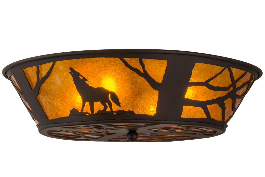 Meyda Tiffany Northwoods Wolf On The Loose 162070 Ceiling Light - Oil Rubbed Bronze