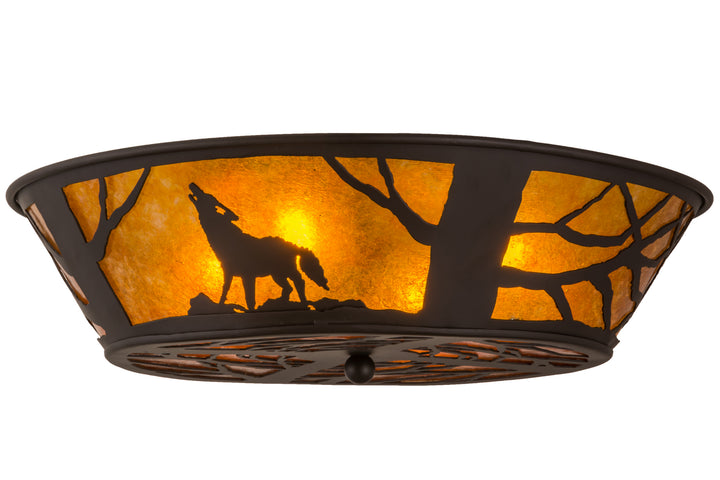 Meyda Tiffany Northwoods Wolf On The Loose 162070 Ceiling Light - Oil Rubbed Bronze