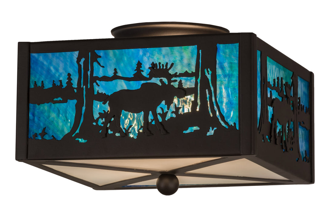 Meyda Tiffany Moose At Lake 163101 Ceiling Light - Oil Rubbed Bronze