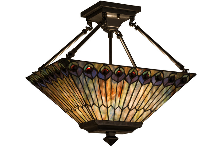 Meyda Tiffany Tiffany Jeweled Peacock 163377 Ceiling Light - Oil Rubbed Bronze