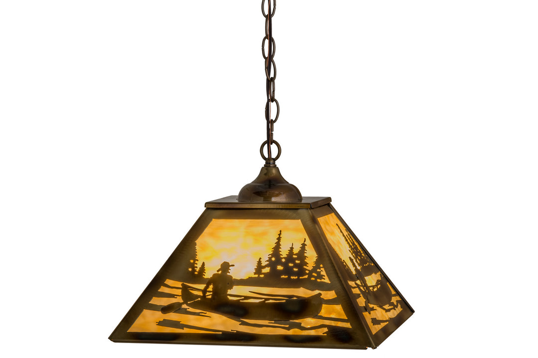 Meyda Tiffany Canoe At Lake 164026 Pendant Light - Burnished Brass