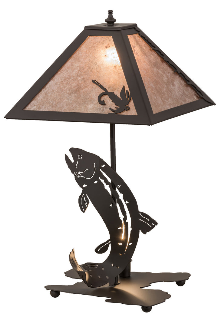 Meyda Tiffany Lighting 164182 Leaping Trout Two Light Table Lamp Lamp Bronze / Dark