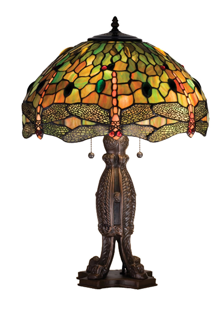 Meyda Tiffany Lighting 28527 Tiffany Hanginghead Dragonfly 24.5"Table Lamp Lamp Bronze / Dark