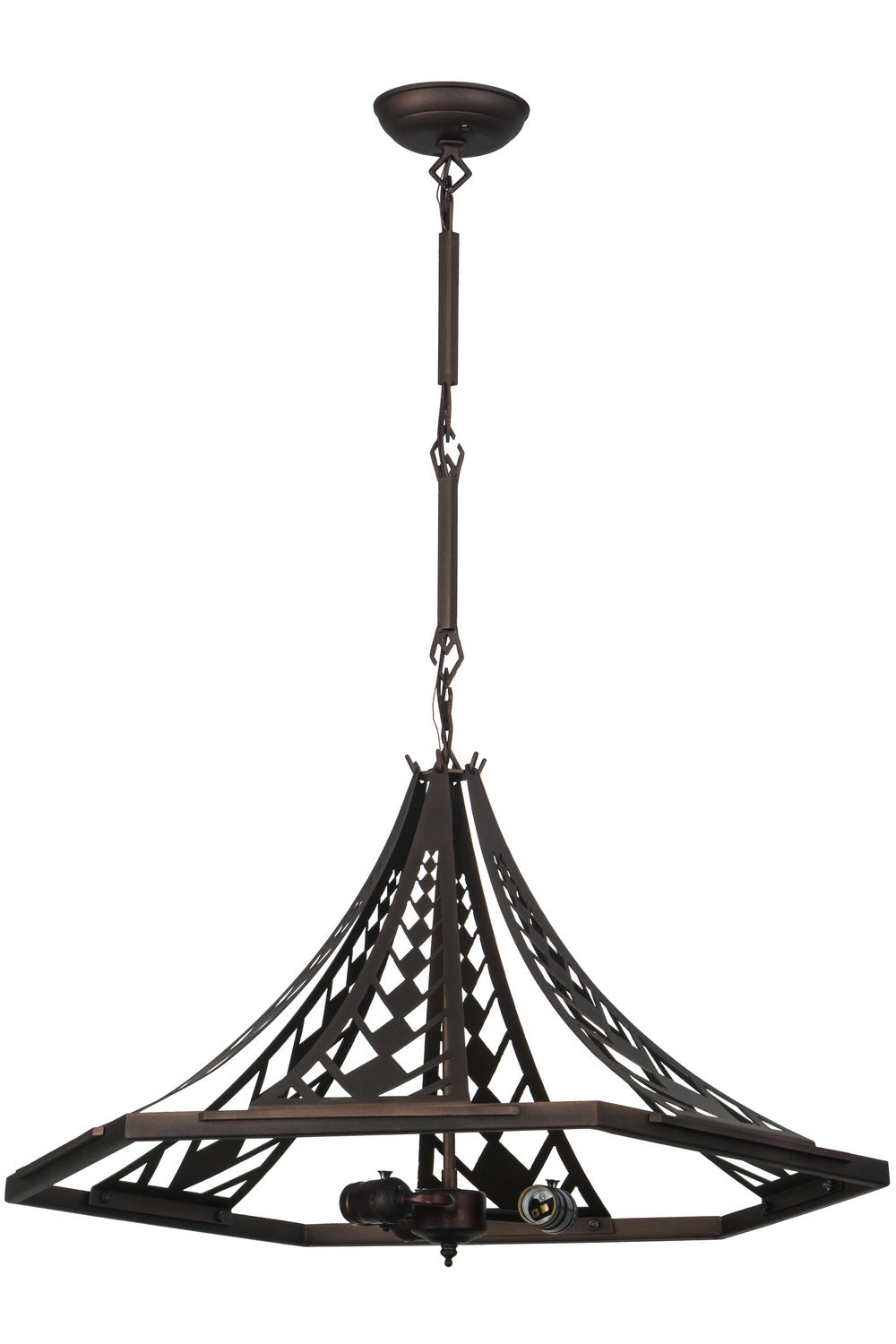 Meyda Tiffany Lighting 69277 Wildgen Three Light Inverted Pendant Hardware Utility Light Bronze / Dark