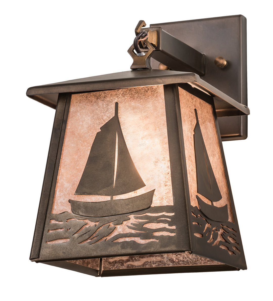 Meyda Tiffany Lighting 82646 Sailboat One Light Wall Sconce Outdoor Copper/Antique/Verde