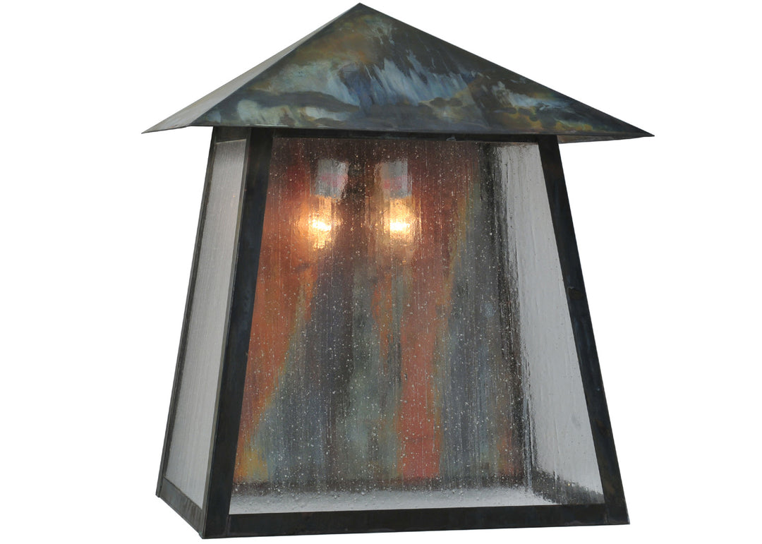 Meyda Tiffany Lighting 99597 Stillwater Two Light Wall Sconce Outdoor Verde